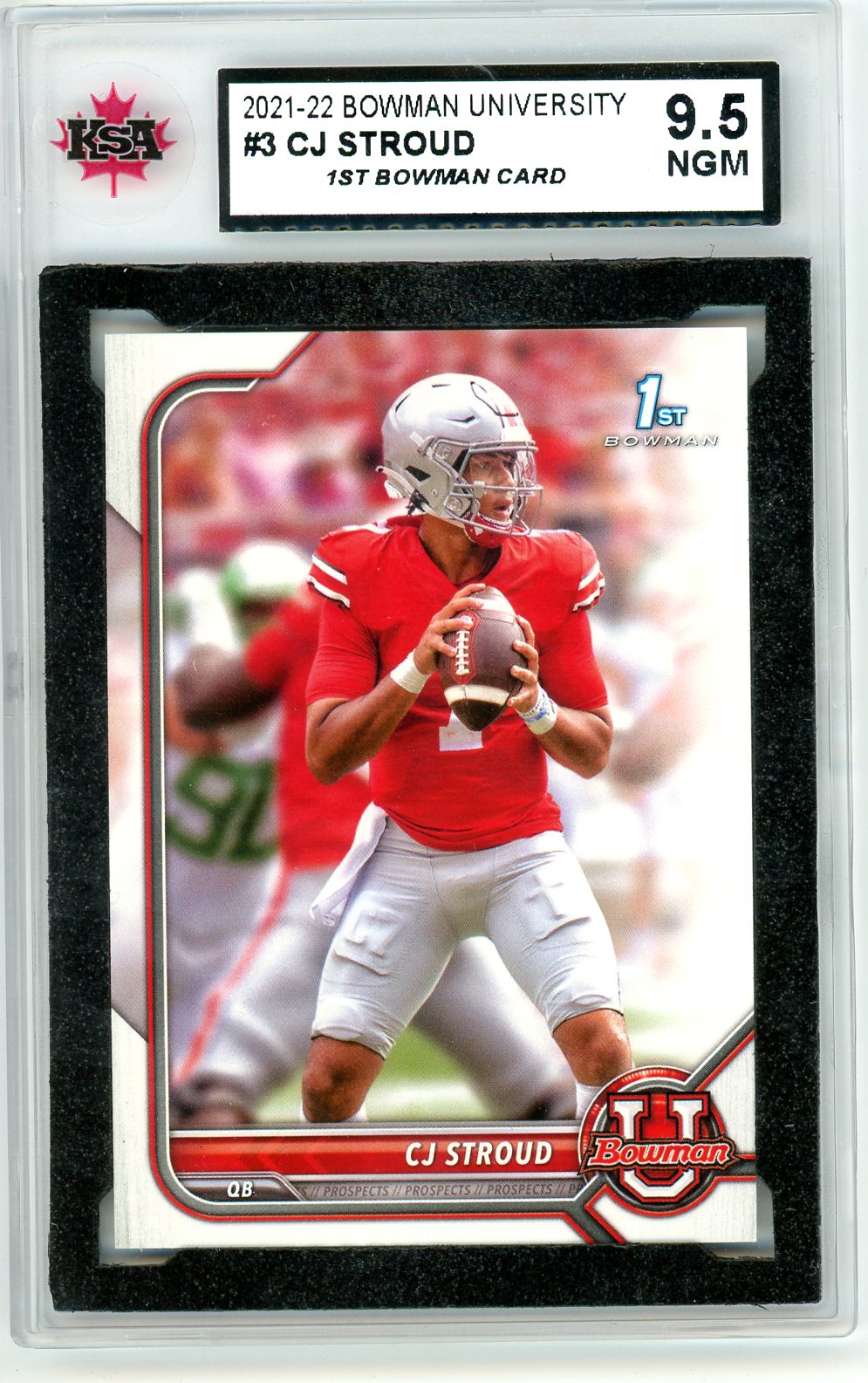 2021/22 Bowman University CJ Stroud Graded Card #3 KSA 9.5