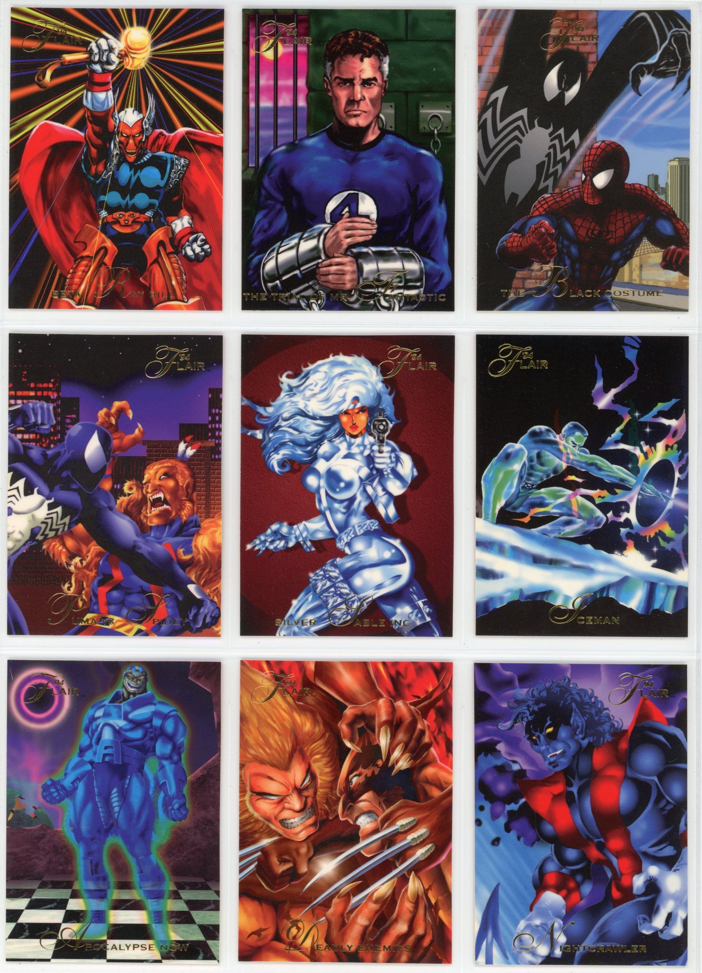 1994 Fleer Flair Marvel Universe Complete Trading Card Set (150 Cards) + Power Blast Inserts