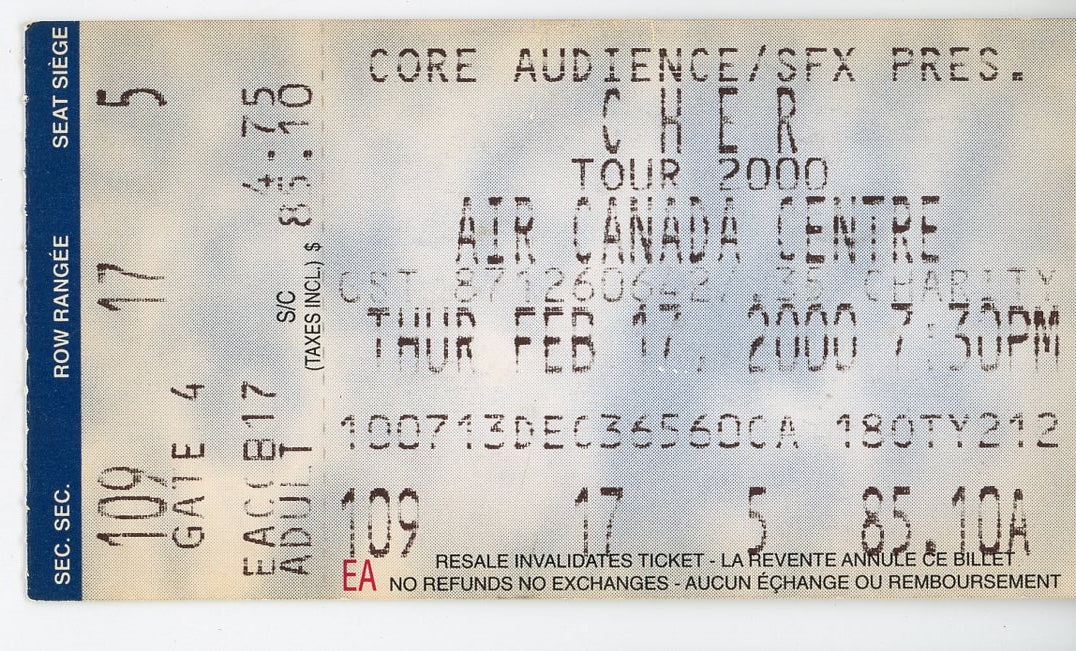 Cher Vintage Concert Ticket Stub Air Canada Centre (Toronto, 2000)