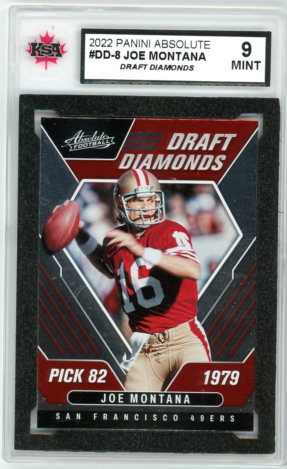 2022 Panini Absolute Joe Montana Draft Diamonds Graded Card #DD-8 KSA 9