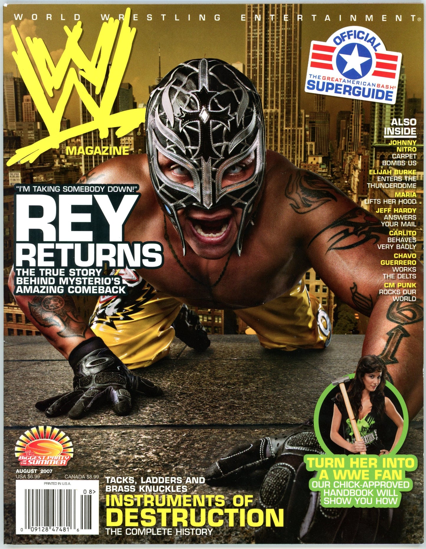 WWE Wrestling Magazine (August 2007) Rey Mysterio Cover