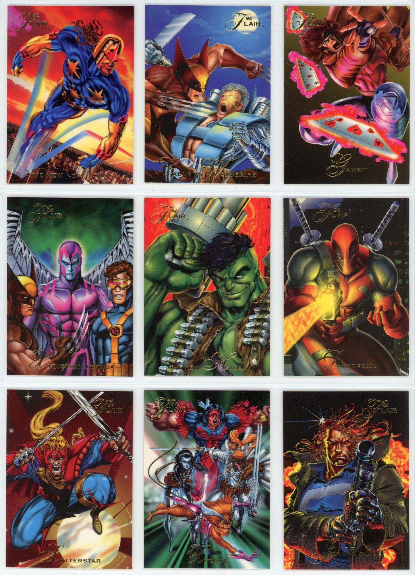 1994 Fleer Flair Marvel Universe Complete Trading Card Set (150 Cards) + Power Blast Inserts