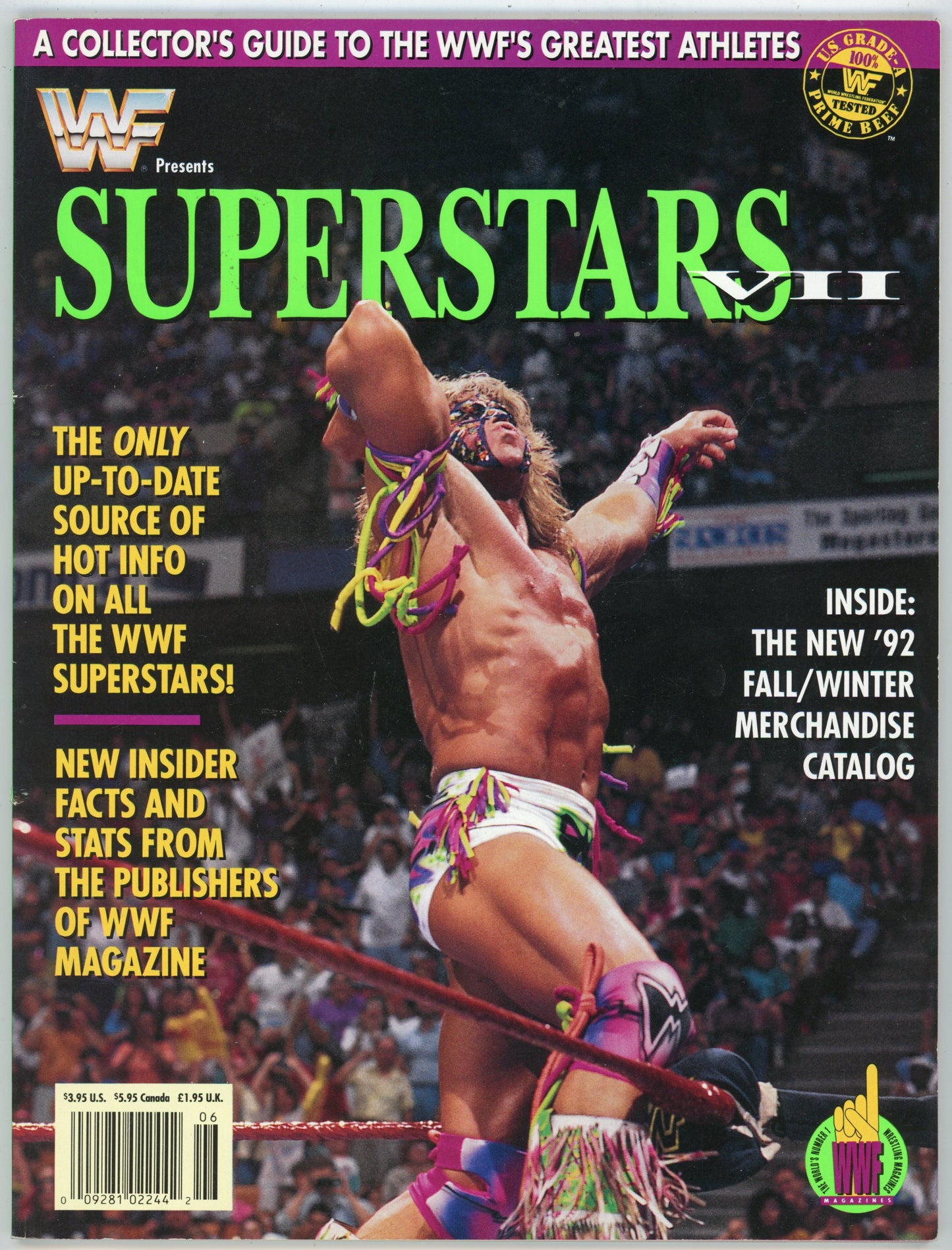 WWF WWE Presents Superstars VII Wrestling Magazine (1992) Ultimate Warrior Cover