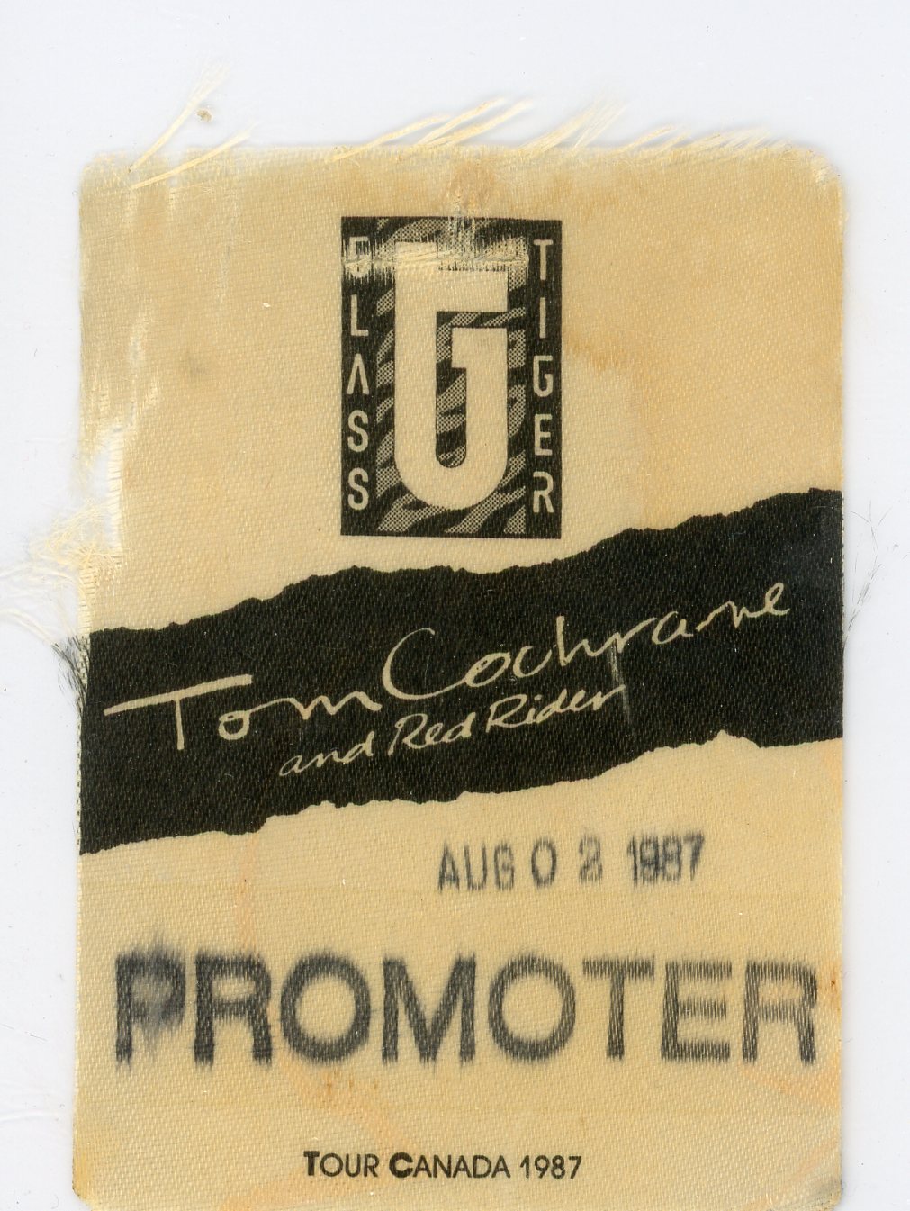 Tom Cochrane and Red Rider 1987 Vintage Promoter Pass