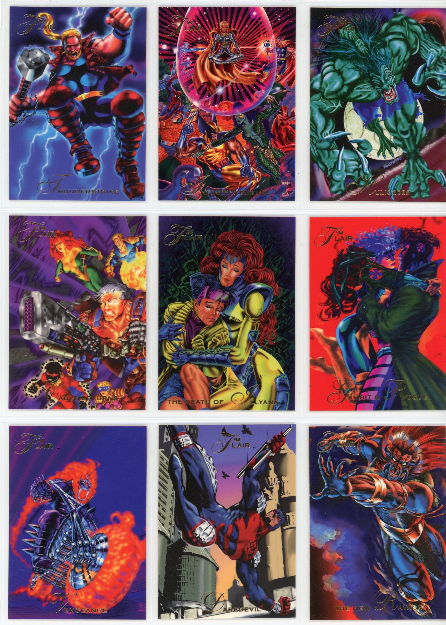 1994 Fleer Flair Marvel Universe Complete Trading Card Set (150 Cards) + Power Blast Inserts
