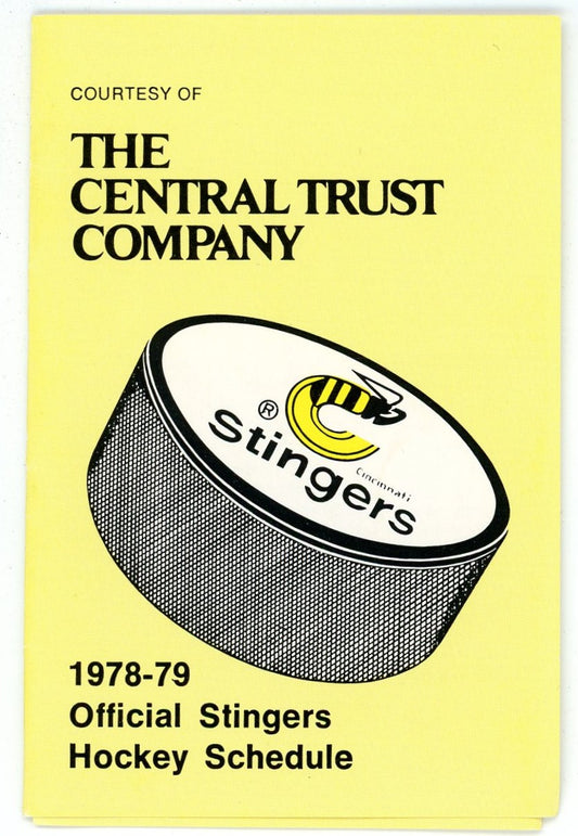 1978/79 Cincinnati Stingers Official WHA Hockey Schedule