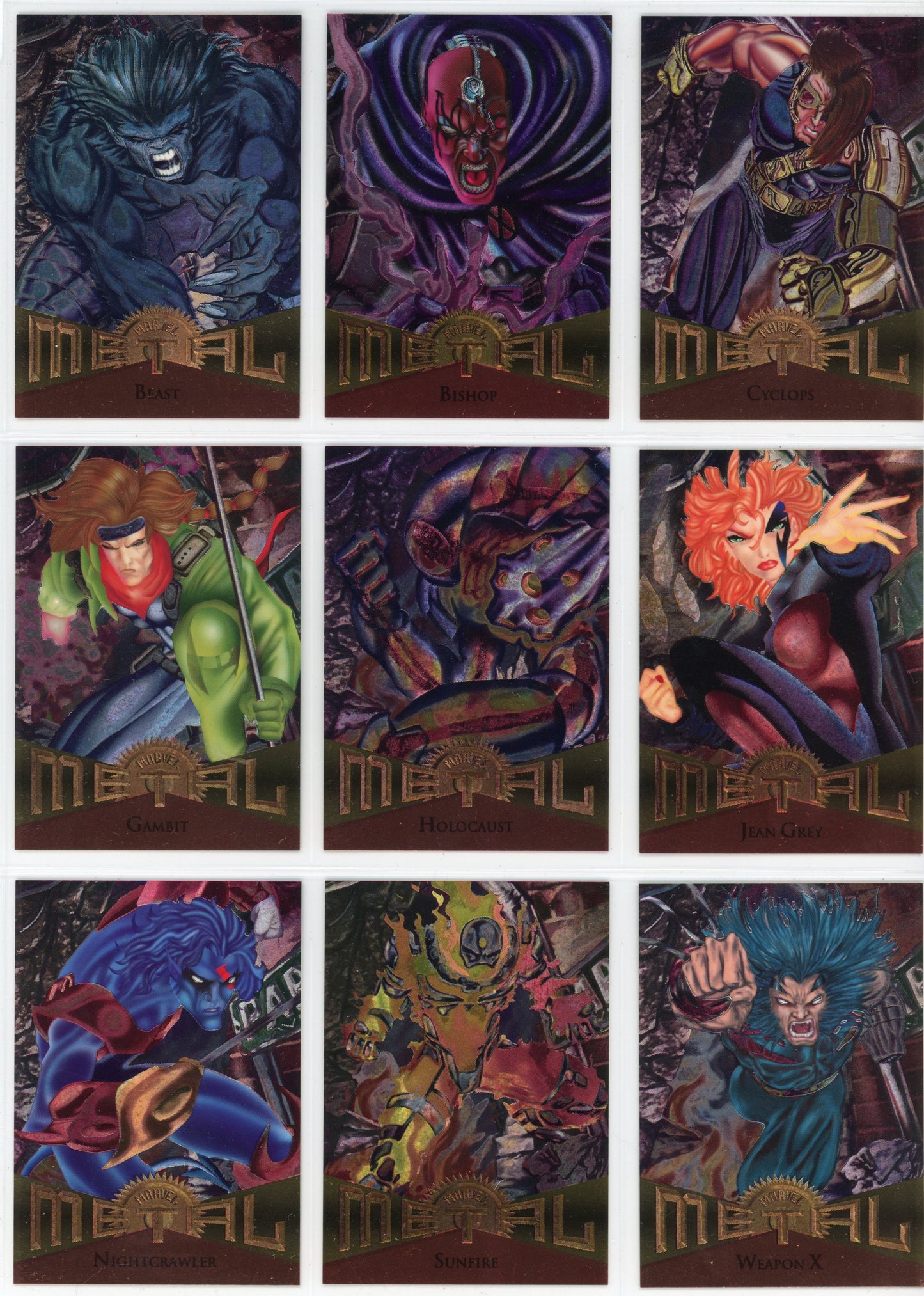 1995 Fleer Marvel Metal Complete Trading Card Set (138 Cards) + Metal Blaster and Gold Blaster Inserts