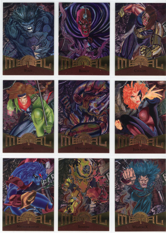 1995 Fleer Marvel Metal Complete Trading Card Set (138 Cards) + Metal Blaster and Gold Blaster Inserts