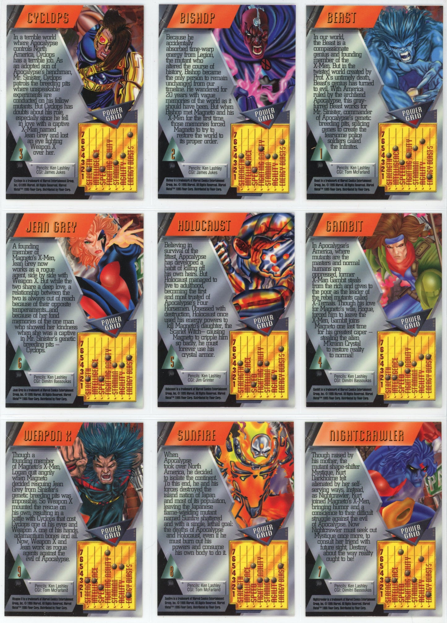 1995 Fleer Marvel Metal Complete Trading Card Set (138 Cards) + Metal Blaster and Gold Blaster Inserts
