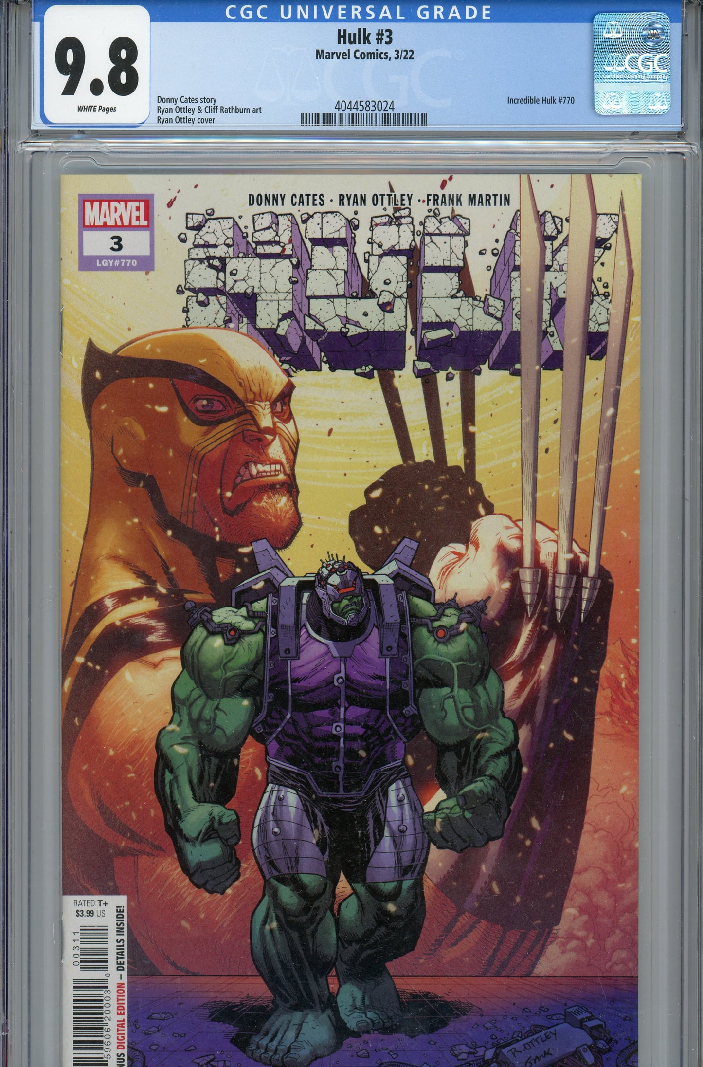 2022 Marvel Comics Hulk #3 Graded Comic Book CGC 9.8 Incredible Hulk #770