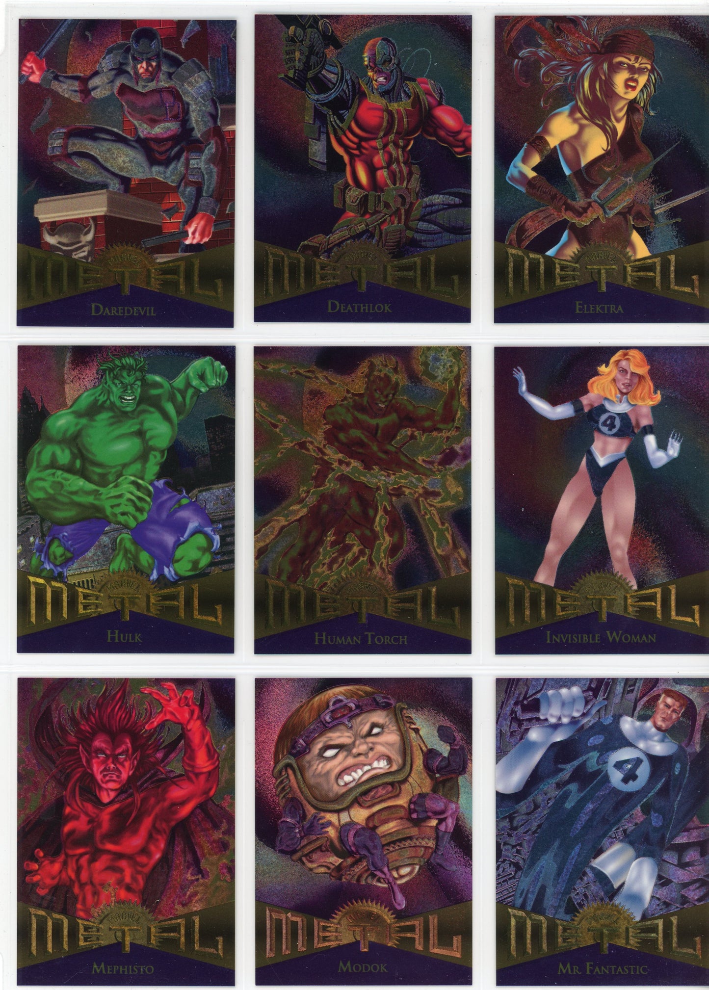 1995 Fleer Marvel Metal Complete Trading Card Set (138 Cards) + Metal Blaster and Gold Blaster Inserts