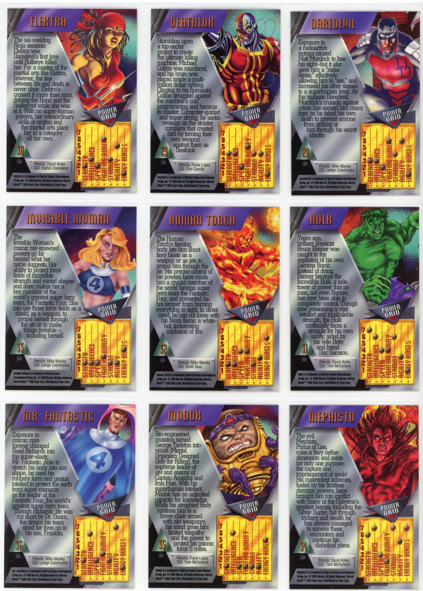 1995 Fleer Marvel Metal Complete Trading Card Set (138 Cards) + Metal Blaster and Gold Blaster Inserts