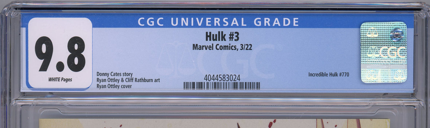 2022 Marvel Comics Hulk #3 Graded Comic Book CGC 9.8 Incredible Hulk #770