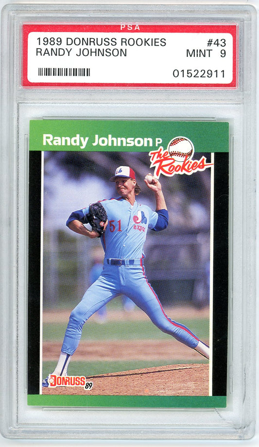 1989 Donruss Randy Johnson Graded "The Rookies" Rookie Card #43 PSA 9