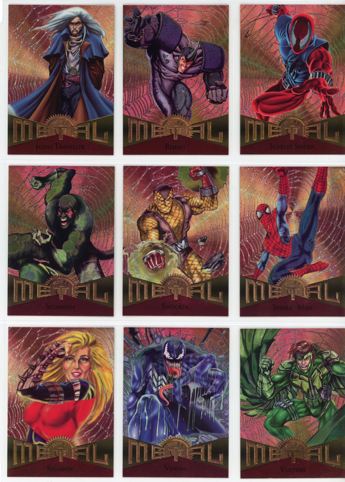 1995 Fleer Marvel Metal Complete Trading Card Set (138 Cards) + Metal Blaster and Gold Blaster Inserts