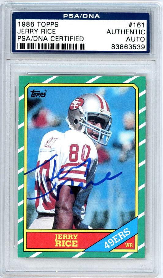 1986 Topps Jerry Rice Graded Autograph Rookie Card #161 PSA/DNA Authenticated