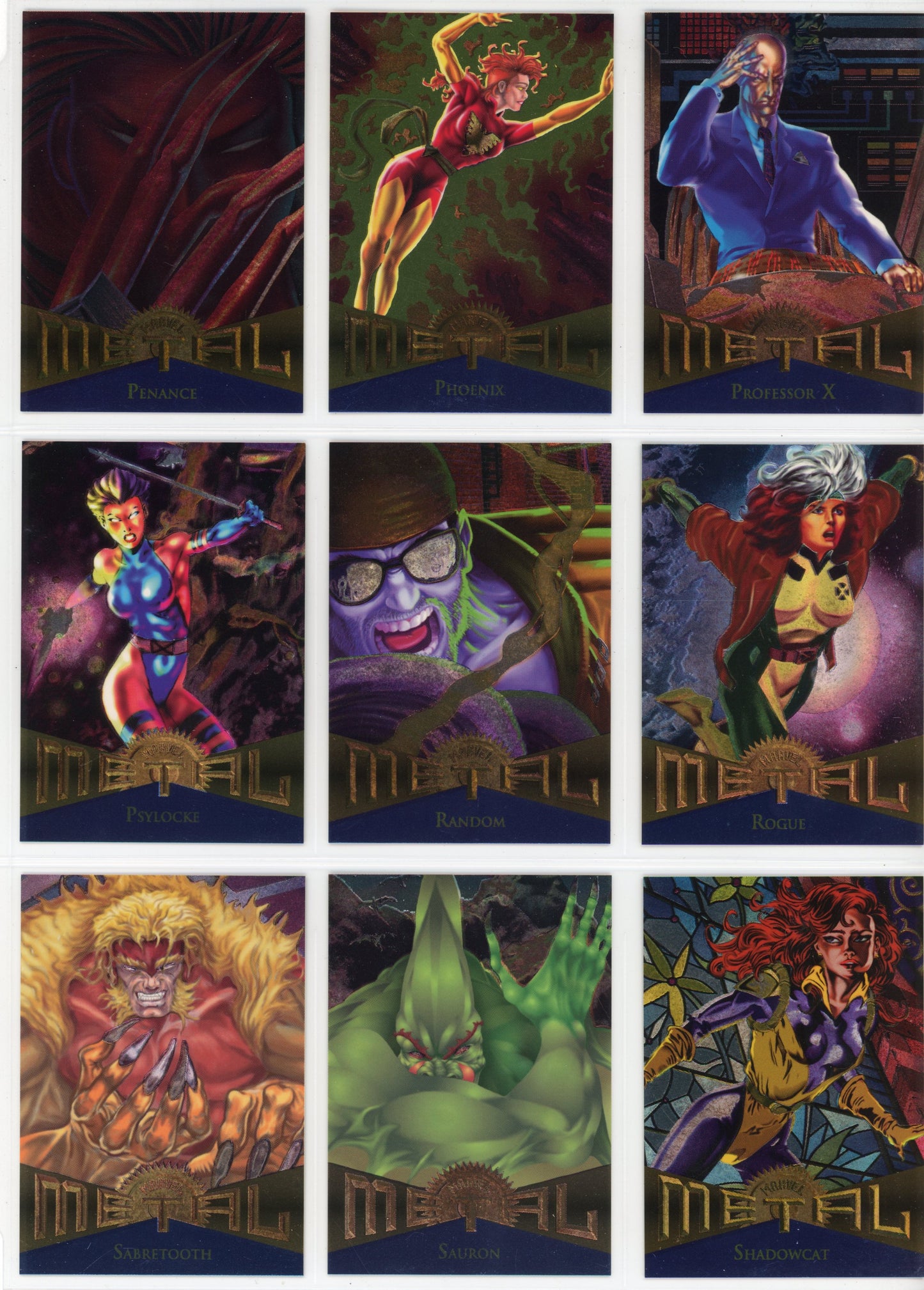 1995 Fleer Marvel Metal Complete Trading Card Set (138 Cards) + Metal Blaster and Gold Blaster Inserts