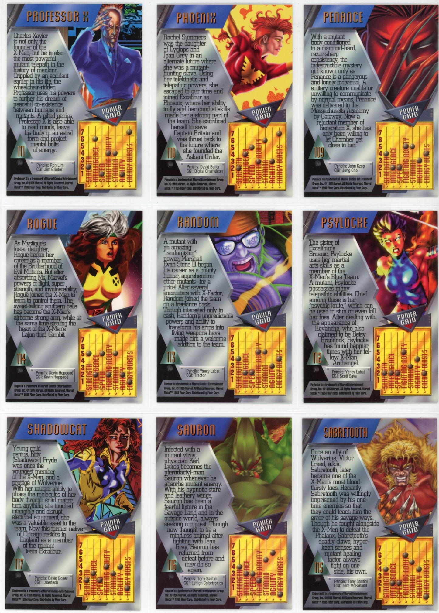 1995 Fleer Marvel Metal Complete Trading Card Set (138 Cards) + Metal Blaster and Gold Blaster Inserts