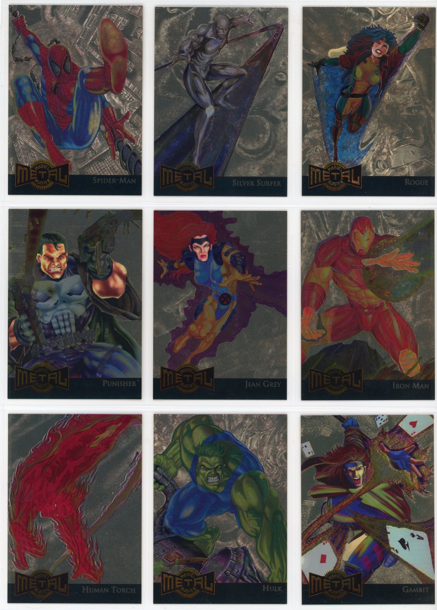 1995 Fleer Marvel Metal Complete Trading Card Set (138 Cards) + Metal Blaster and Gold Blaster Inserts