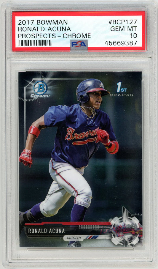 2017 Bowman Chrome Prospects Ronald Acuna Graded Rookie Card PSA 10