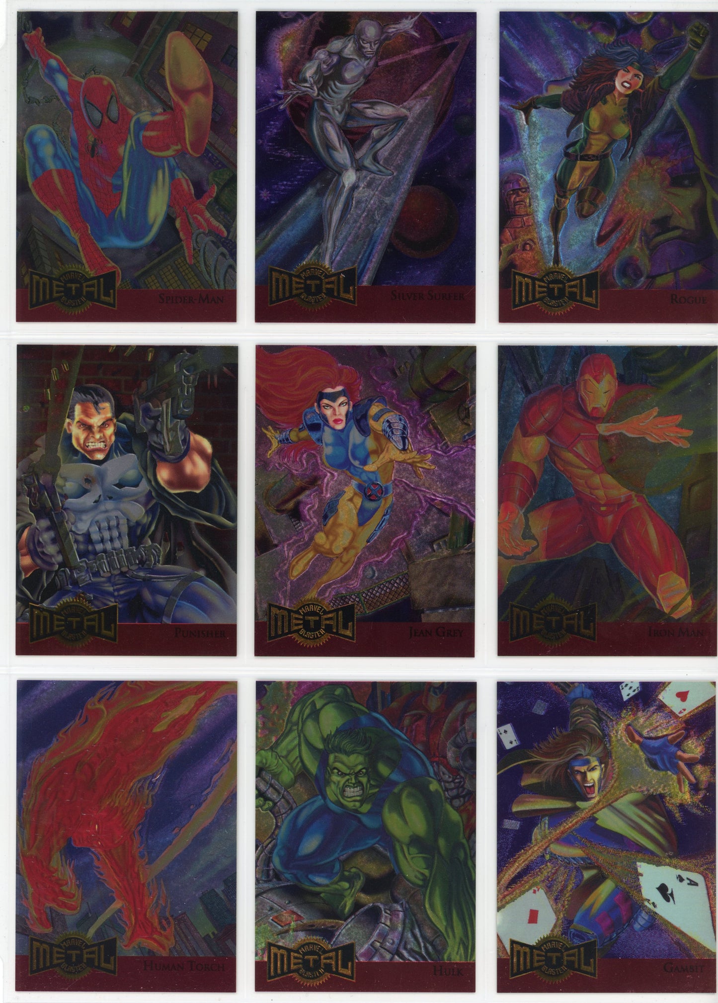 1995 Fleer Marvel Metal Complete Trading Card Set (138 Cards) + Metal Blaster and Gold Blaster Inserts