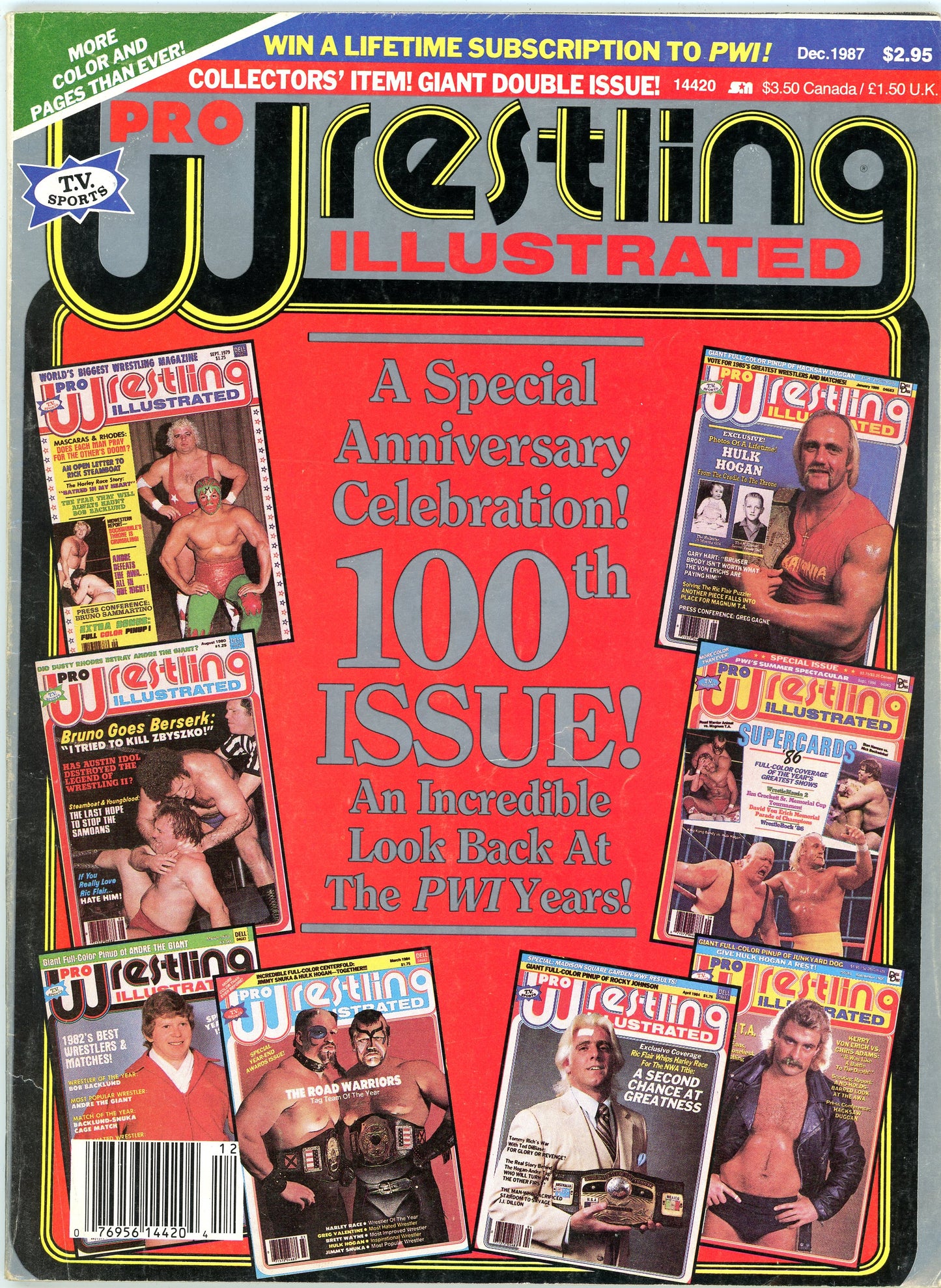 Pro Wrestling Illustrated Vintage Magazine (December, 1987) 100th Issue Anniversary Edition