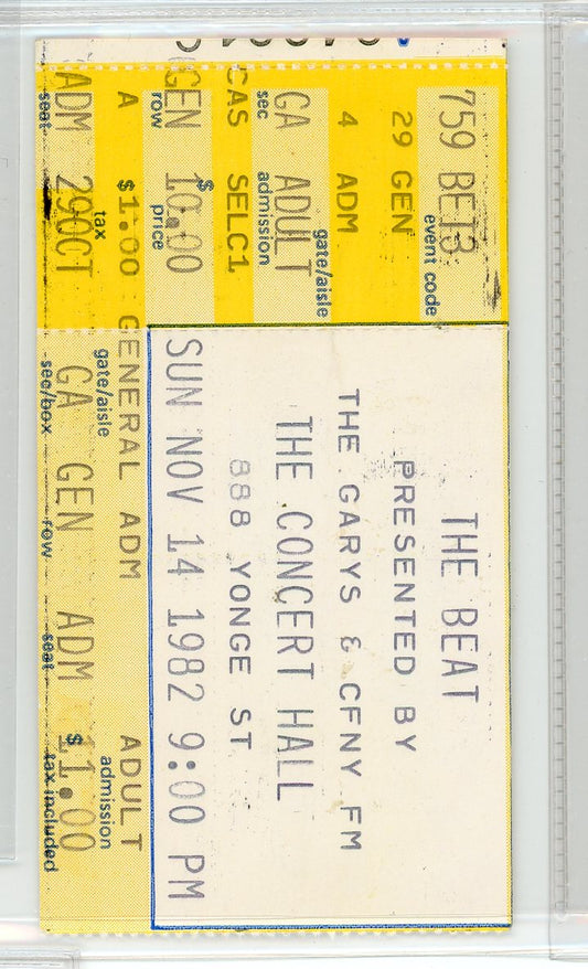 The Beat Vintage Concert Ticket The Concert Hall (Toronto, 1982)