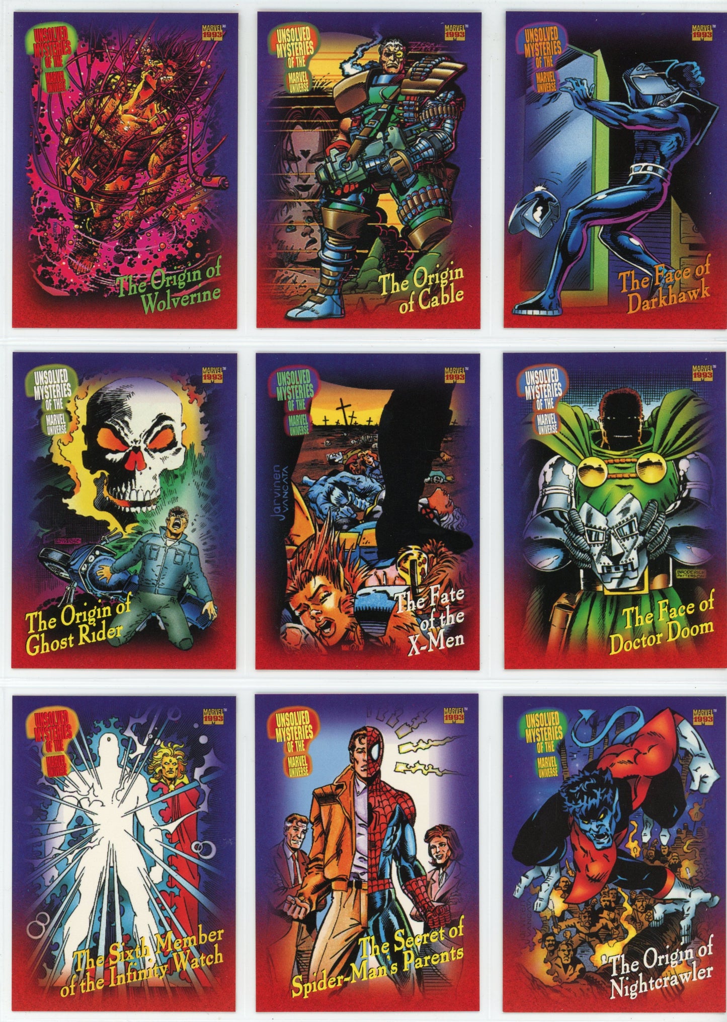1993 Skybox Marvel Universe IV Complete Trading Card Set (180 Cards)
