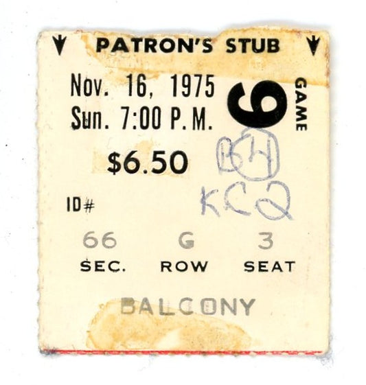 Bruins vs. Kansas City Scouts Vintage Ticket Stub Boston Garden (Boston, 1975)