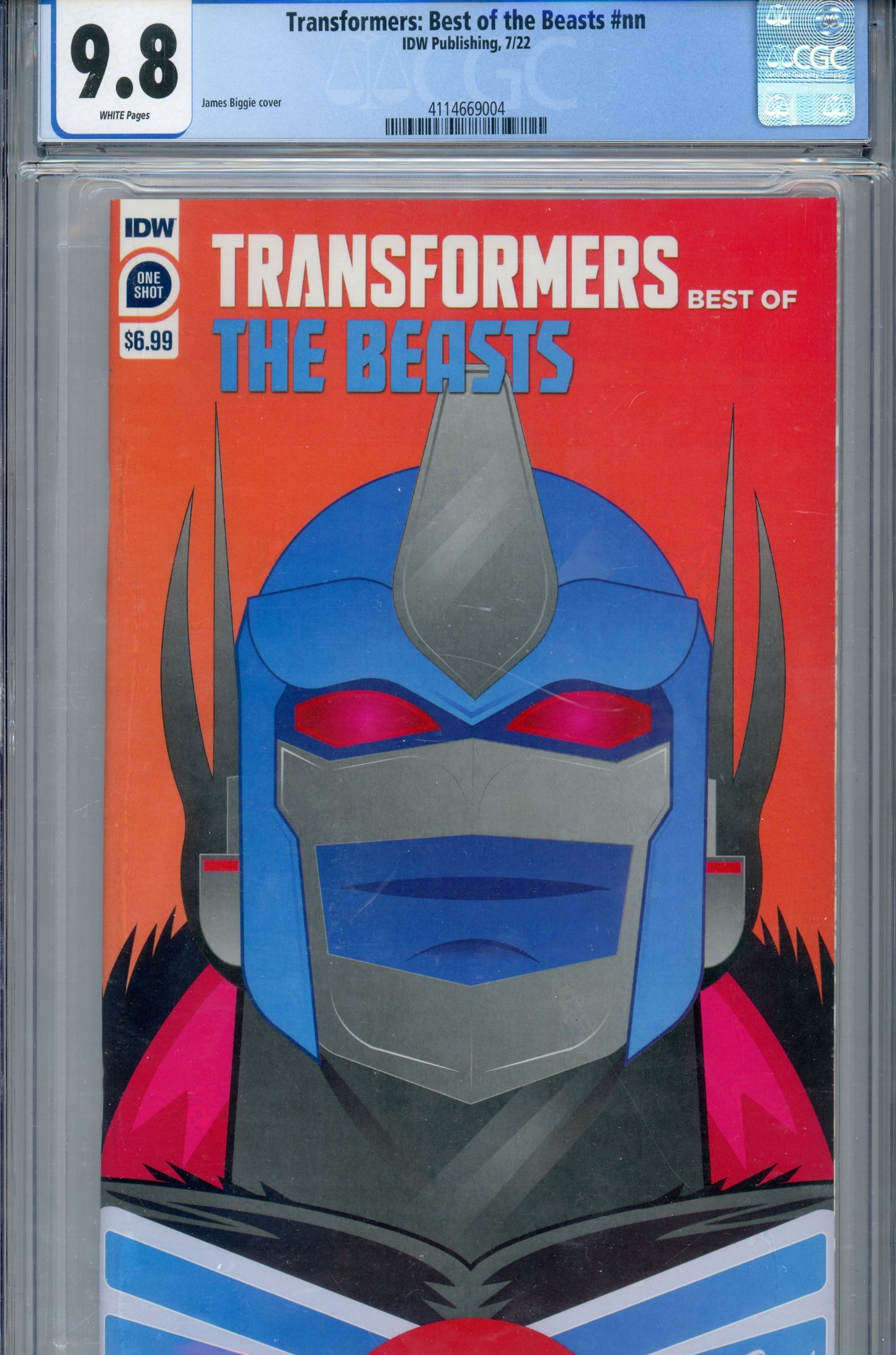 2022 IDW Publishing Transformers: Best of the Beasts Graded Comic Book CGC 9.8 James Biggie Cover