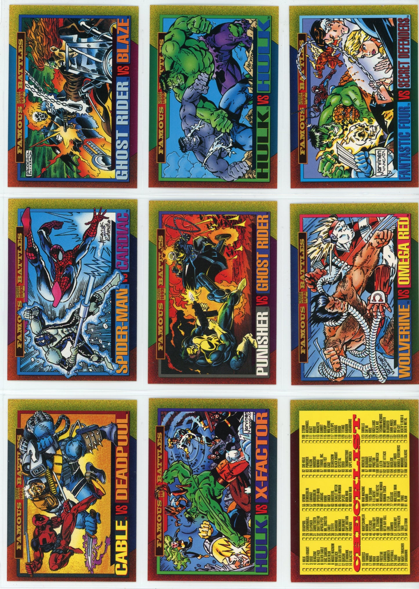 1993 Skybox Marvel Universe IV Complete Trading Card Set (180 Cards)