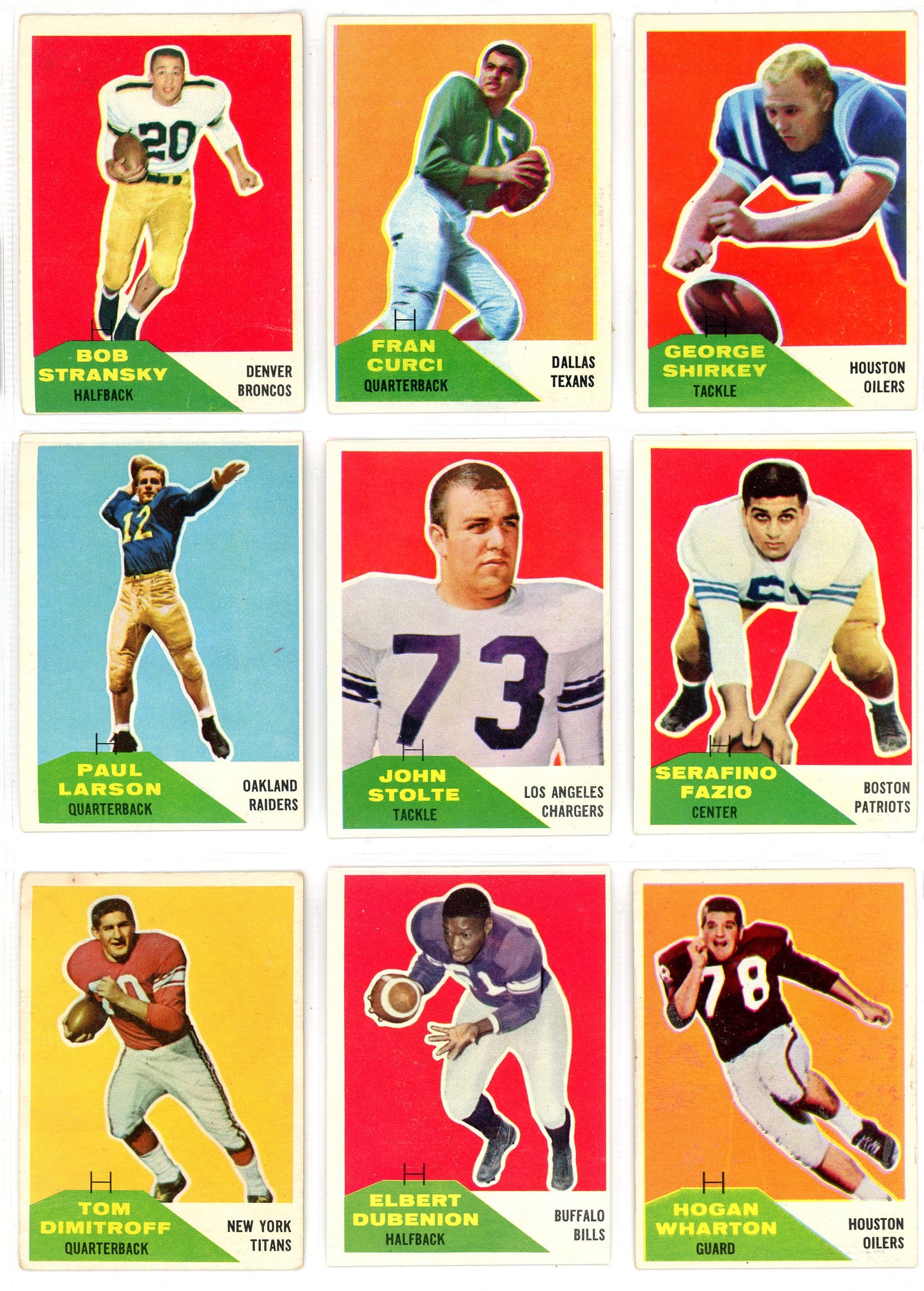 1960 Fleer AFL Inaugural Football Cards Complete Set (132 Cards) Jack Kemp Rookie