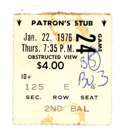 Boston Bruins vs. Buffalo Sabres Vintage Ticket Stub Boston Garden (Boston, 1976)