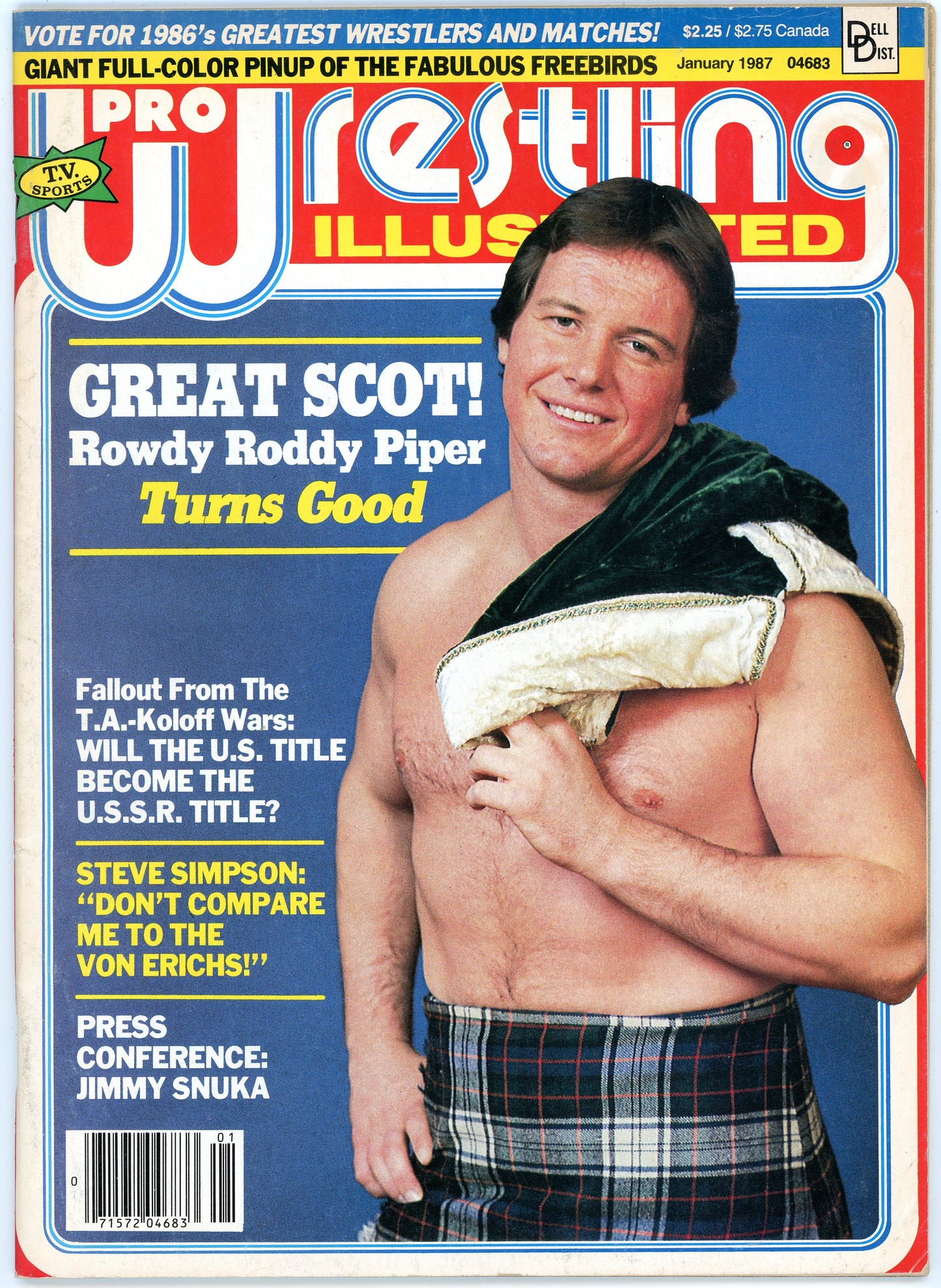 Pro Wrestling Illustrated Vintage Magazine (January, 1987) "Rowdy" Roddy Piper