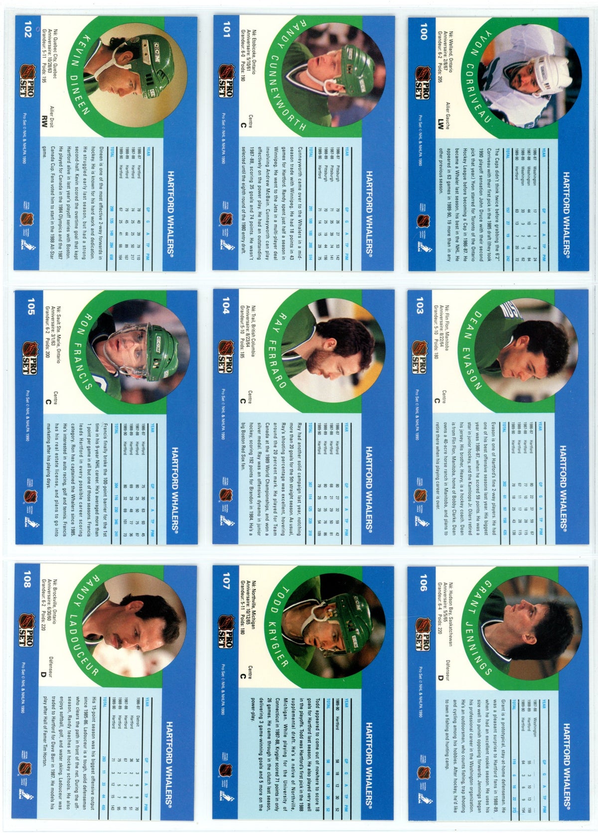 1990/91 NHL Pro Set Hockey Card Complete Set (705 Cards)