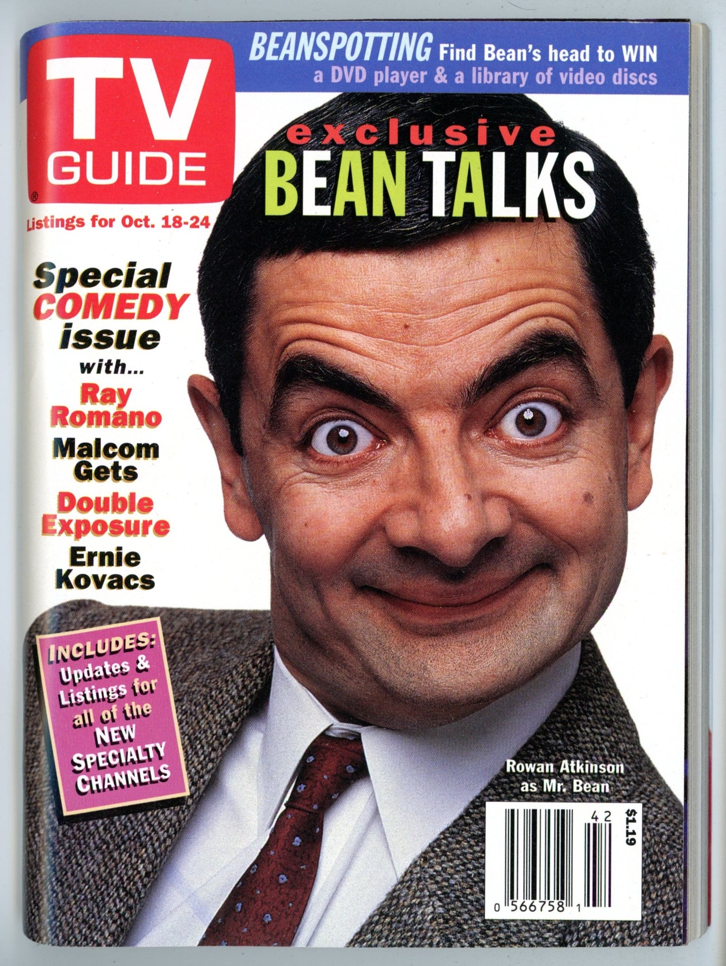 TV Guide Canada Vintage Magazine (October 18-24 1997) Newsstand Rowan Atkinson Mr Bean