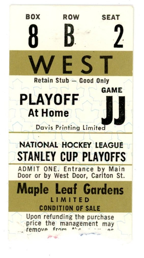 NHL Stanley Cup Playoffs Vintage Ticket Stub Maple Leaf Gardens (Toronto, 1970s)