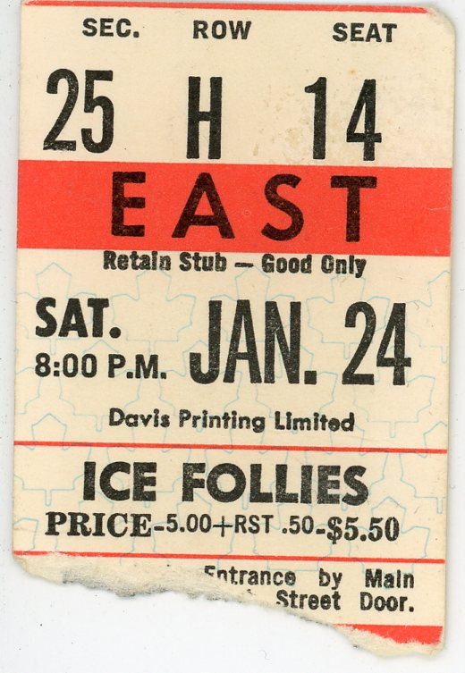 Ice Follies Vintage Show Ticket Stub Toronto Maple Leaf Gardens 1970s