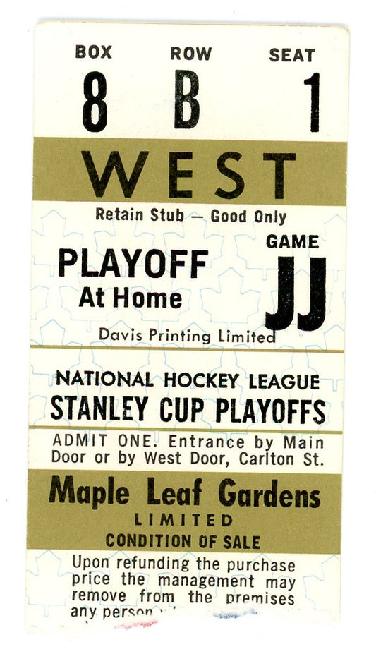 NHL Stanley Cup Playoffs Vintage Ticket Maple Leaf Gardens (Toronto, 1970s)