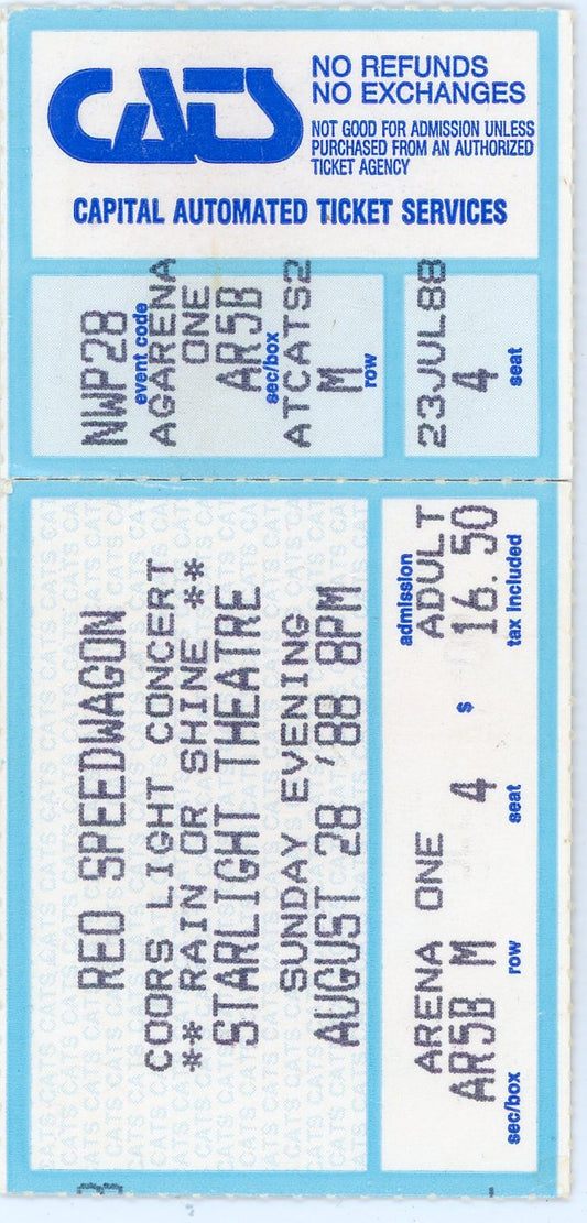 REO Speedwagon Vintage Concert Ticket Starlight Theatre (Kansas City, 1988)