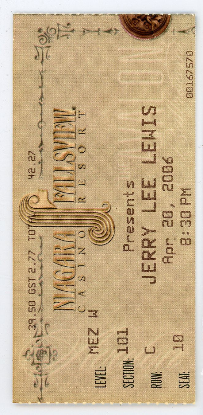 Jerry Lee Lewis Concert Ticket Fallsview Casino Resort (Niagara Falls, 2006)