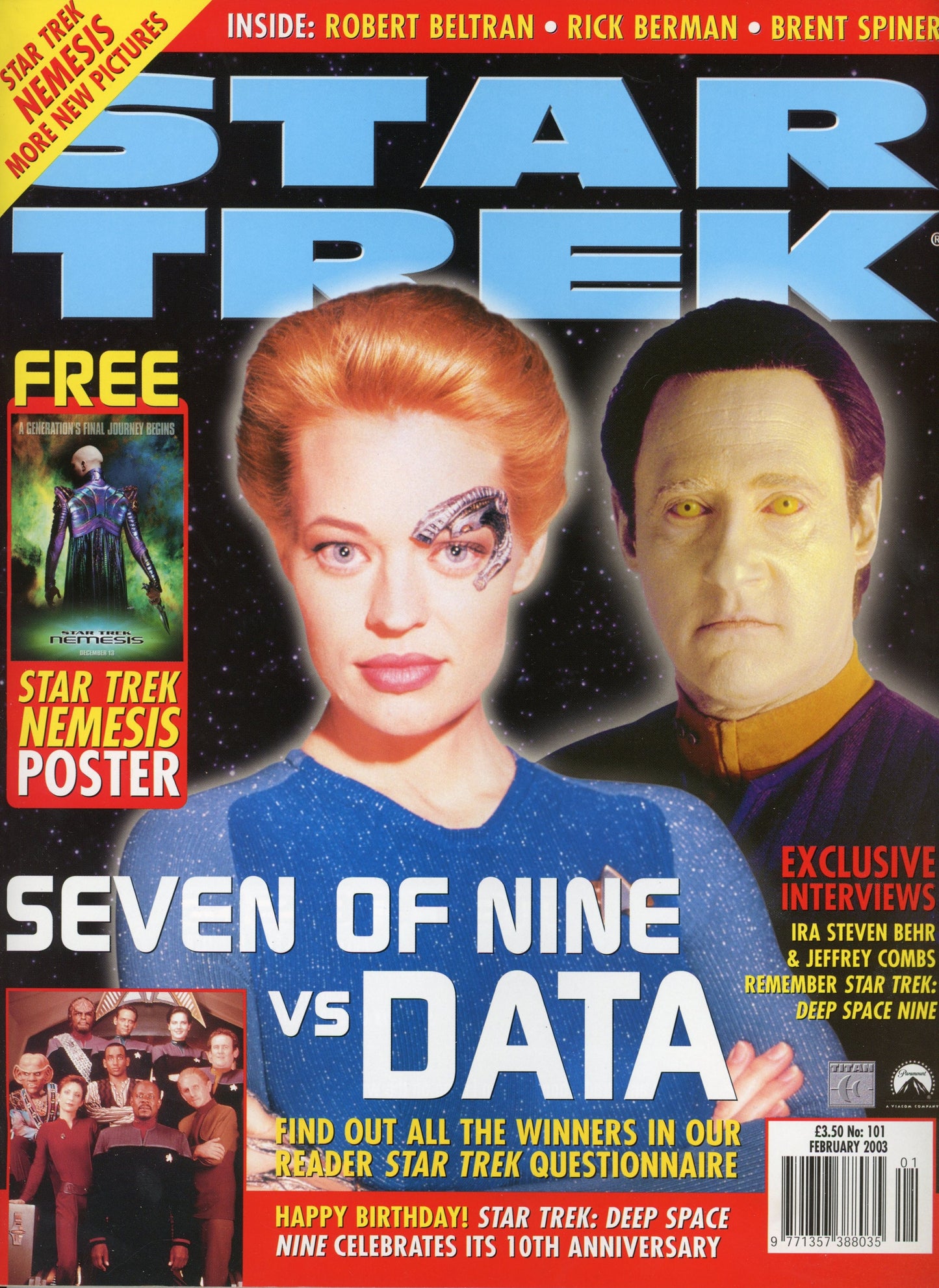 Star Trek Official Vintage Magazine #101 (February 2003) Jeri Ryan & Brent Spiner Cover