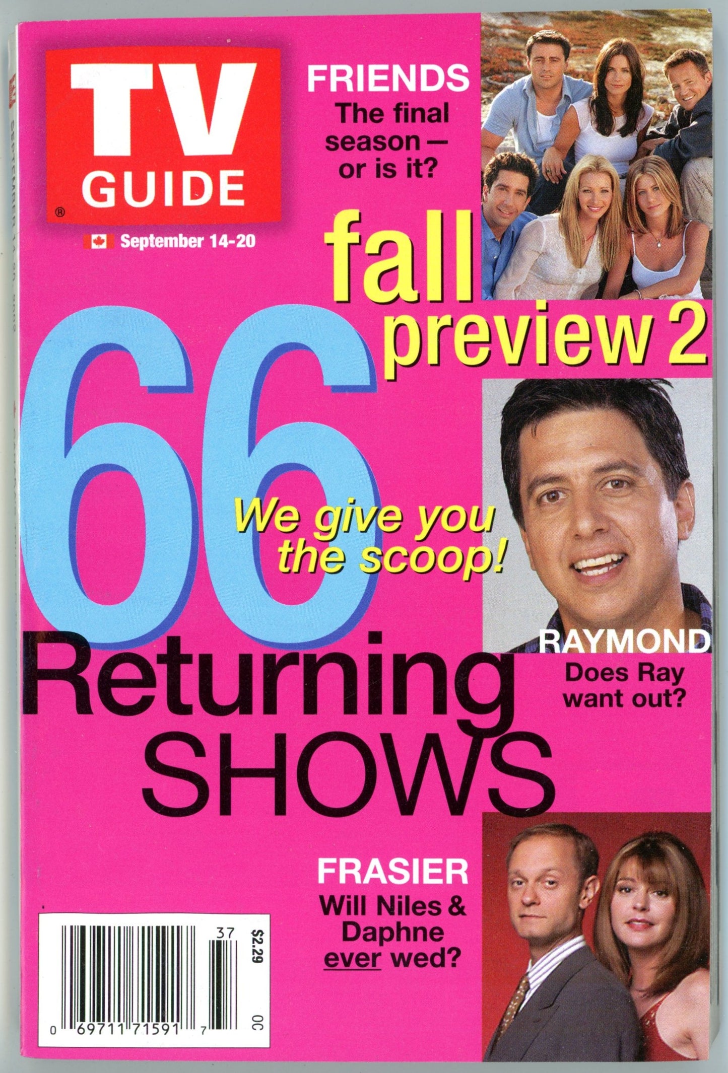 TV Guide Canada Vintage Magazine (September 14-20 2002) Newsstand Fall Preview 2