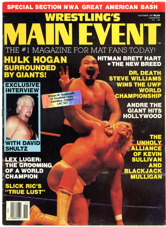 Wrestling's Main Event Vintage Magazine (October, 1992) Hulk Hogan, Brett Hart