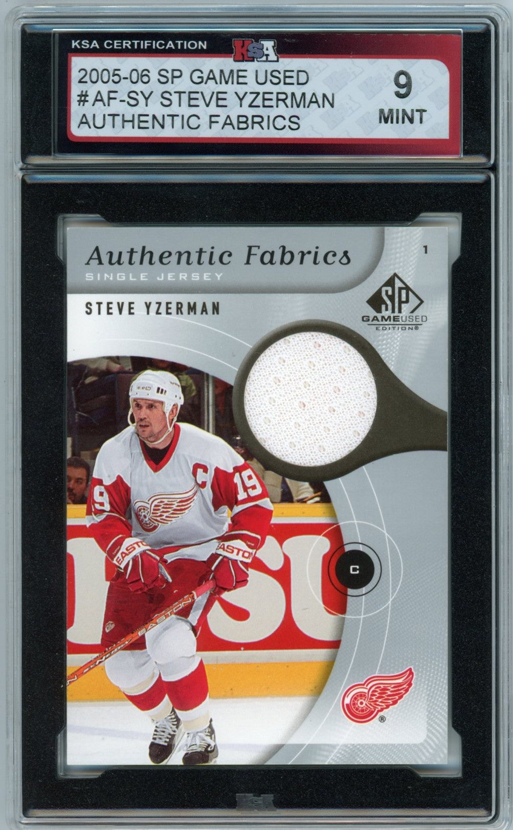 2005/06 SP Game Used Steve Yzerman Authentic Fabrics #AF-SY Graded Jersey Card KSA 9