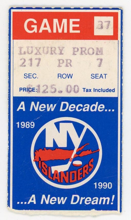 New York Islanders vs. Pittsburgh Penguins Vintage Ticket Nassau Coliseum (Uniondale, 1989)