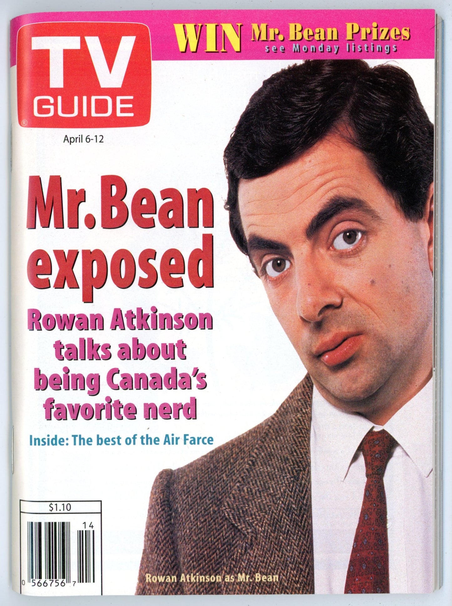TV Guide Canada Vintage Magazine (April 6-12 1996) Newsstand Rowan Atkinson Me Bean