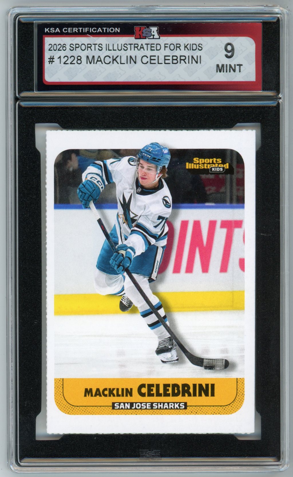 2026 Sports Illustrated for Kids Macklin Celebrini #1288 Graded Hockey Card KSA 9