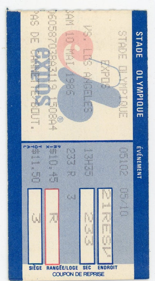 Montreal Expos vs. L.A. Dodgers Vintage Ticket Stade Olympique (Montreal, 1986)
