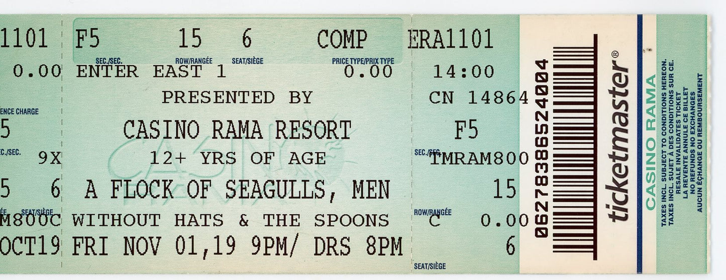 A Flock of Seagulls/Men Without Hats/The Spoons Concert Ticket Casino Rama (Orillia, 2019)